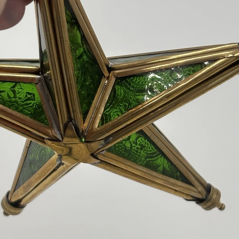 Victorian Tiffany Style‎ Christmas Emerald Green Stained Glass Star Ornament